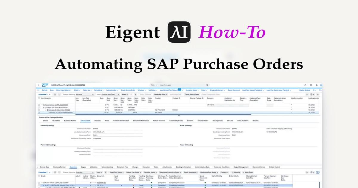 Eigent How-To: Automating SAP Purchase Orders