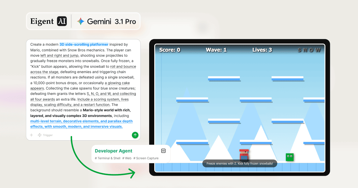 Build a 3D Snow Bros Platformer with Gemini 3.1 Pro