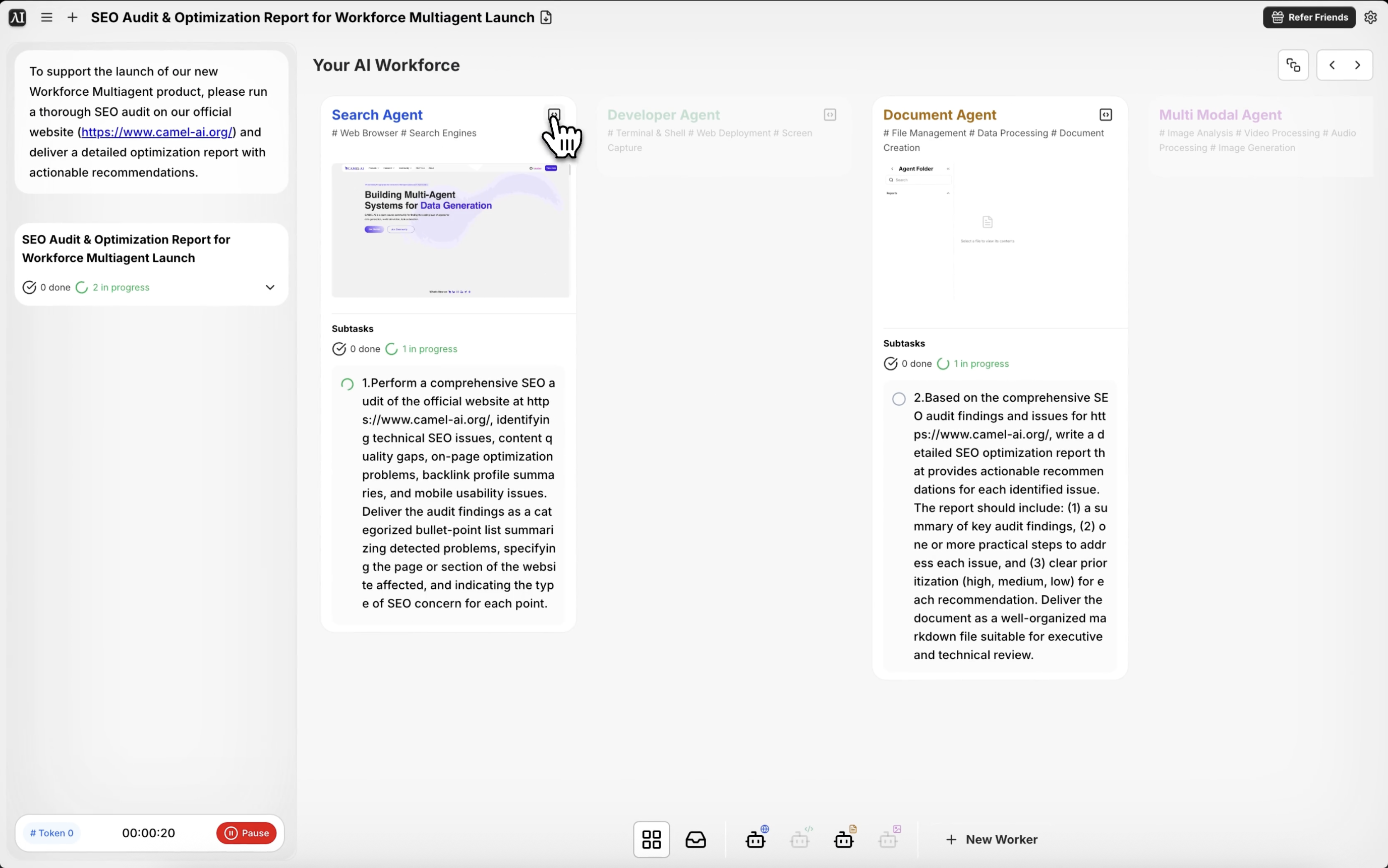 SEO Audit for Workforce Multiagent Launch